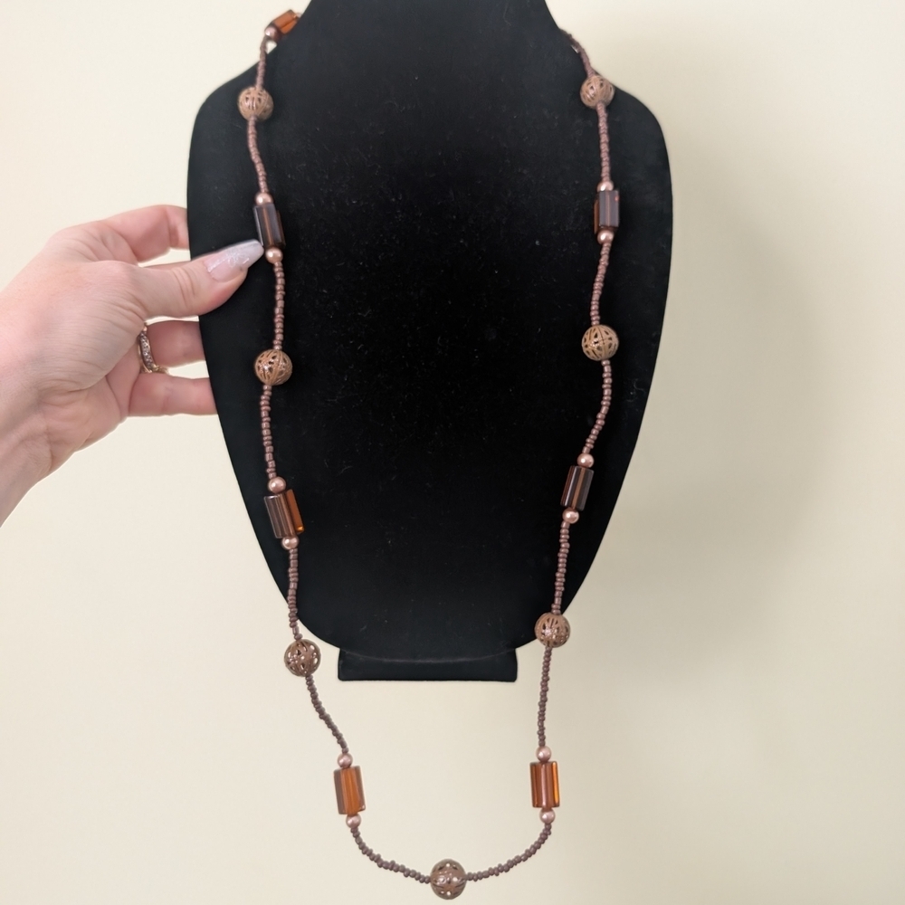 Vintage Brown Beaded Necklace